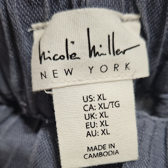 Nicole Miller Women's Blue Cargo Pants Linen Blend - Picture 2 of 6